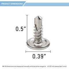 Jetovo 100 Pack 410 Stainless Steel Wafer Head 0.5 inches, silver tone