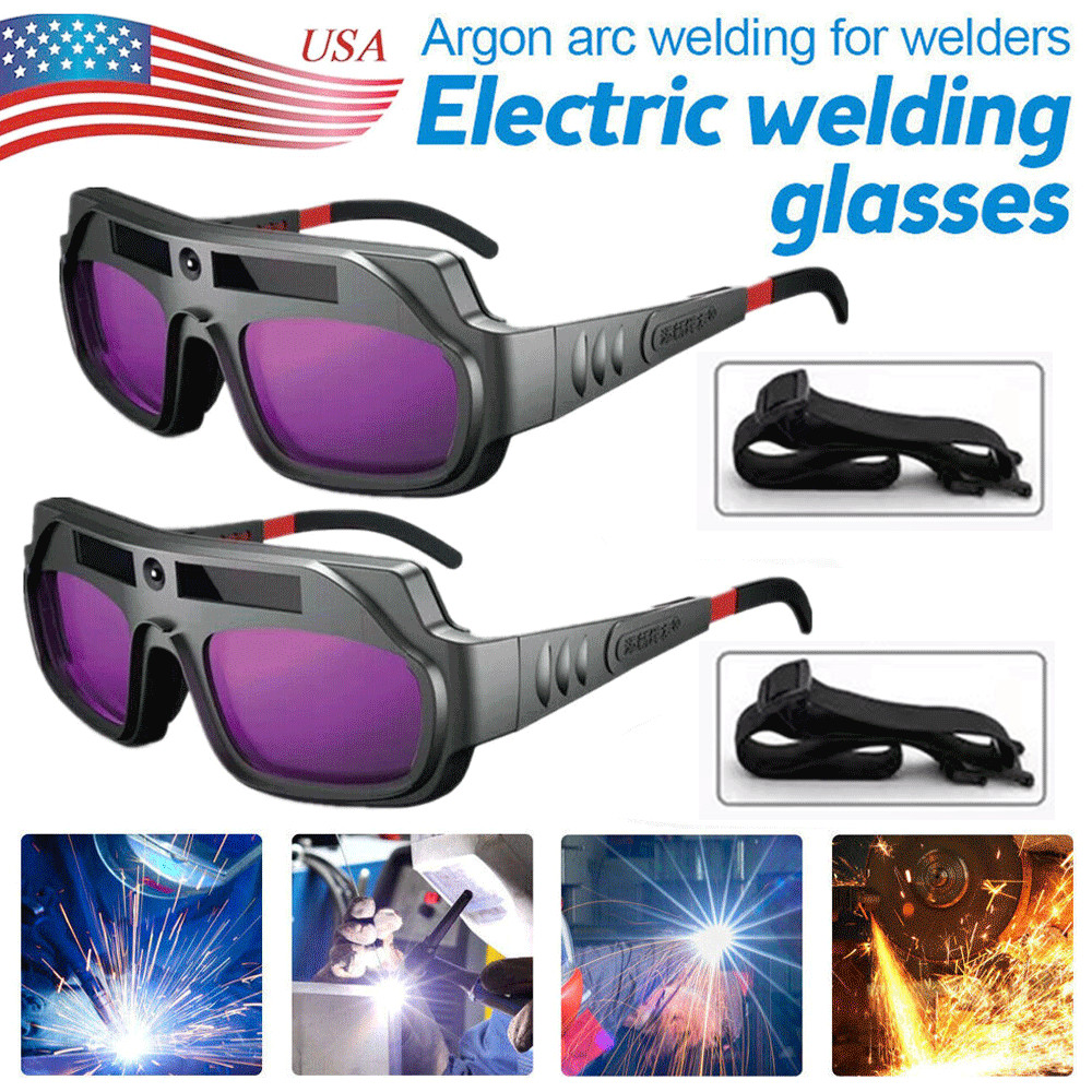 2* Auto Darkening Welding Goggles Welder Glasses Welding Helmet Mask w/Strap