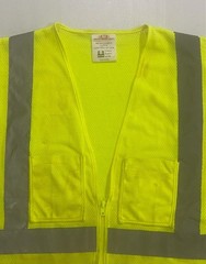PIP Hi-Visibility Work Vest Size L Full Zip Front Pockets Inside Outside Yellow