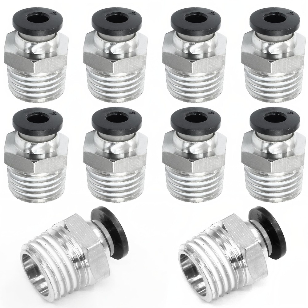 10 Pcs Push to Connect Fittings 4mm Tube OD x 1/4 Inch NPT Thread, Male Straight