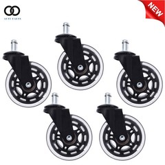Heavy Duty Office Chair Caster Rubber Swivel Wheels Replacement Set of 5 3 inch