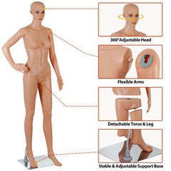 69” Full Body Female Mannequin Dress Form Adjustable Postures for Display