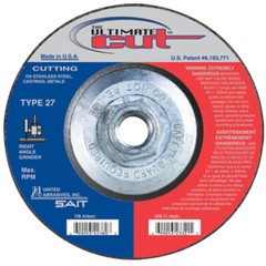 SAIT Type 27 (42) Ultimate Cut 4-1/2″ x .045 x 5/8″-11 Hub Cutting Wheels QTY 10