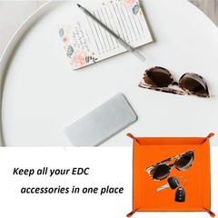 Modern Faux Leather Valet Tray – Compact Storage for Jewelry, Remotes, and More