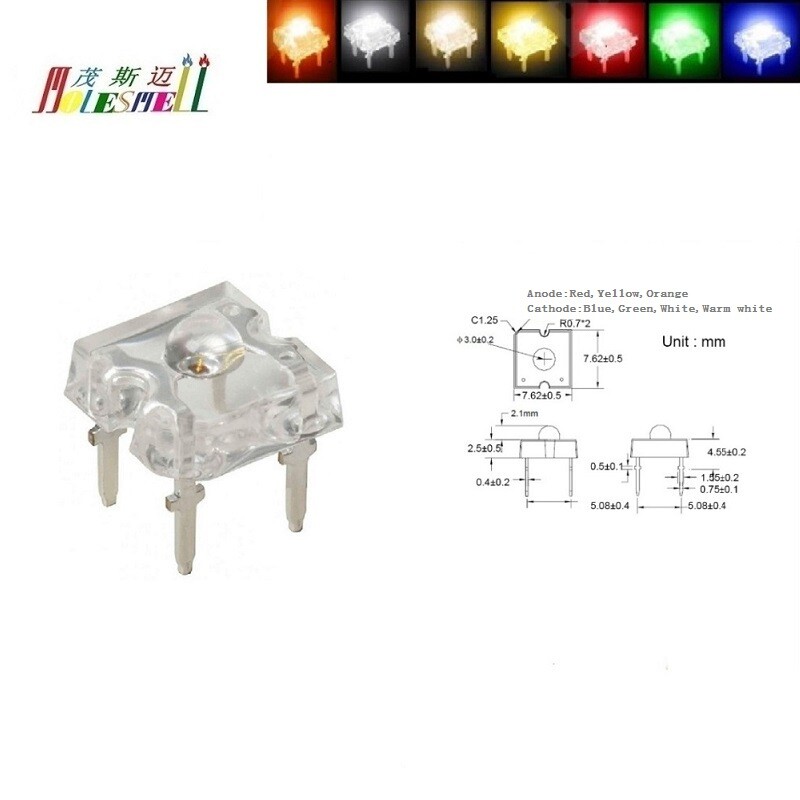 3mm 4Pin Piranha LED Red Yellow Blue Green White Orange Warm white Leds Diodes