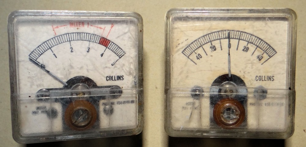 PAIR OF COLLINS METER MOVEMENTS 450-0115-00/450-0114-00 0-200uA & 50-0-50uA