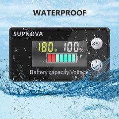 2PCS Battery Monitor Meter 12V 24V 36V 48V 60V 72V Capacity Tester With Alarm US