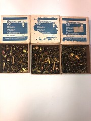 7 Boxes Of 100 Brass Paper Fateners Dennison Swingline 1/2” 1” 2 1/2” 3 3/4”