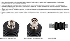 BECEN 6DB 25W N Attenuator, 25 Watt 50 Ohm Attenuator DC to 3Ghz, Fixed Attenuat