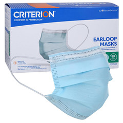 Criterion ASTM Level 3 Disposable Face Mask – Blue, 3-Ply, Fluid Resistant, Late