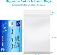 3”x 4″, 100 pcs 2 mil Clear Plastic Reclosable Zip Zipper Lock Jewelry Bags