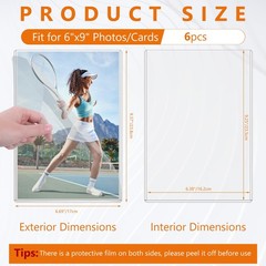 6PCS 6″ x 9″ Rigid Print Protectors Clear Hard Plastic Large Card Sleeves for…