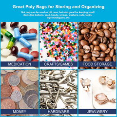 5”X 7”, (Pack of 100) 2 Mil Thick Clear Plastic Reclosable Zip Poly Bags with