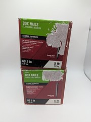 Ten Pounds Exterior Galvanized 6D 2″ nails. Two boxes, five pounds per box.