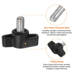 20pcs M6 x 10mm Male Thread Tee Wing Knobs Thumb Screw Clamping Knobs Grip Black