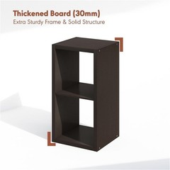 Pemberly Row 2-Cube Media Storage Organizer in Black Dark Oak