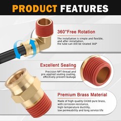 5PCS Air Brake Quick Push to Connect Fittings, 5/8″ Tube OD X 1/2″ NPT Thread Ai