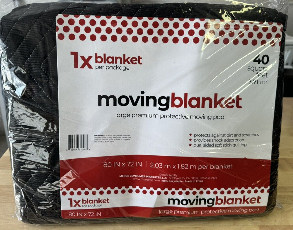4 Heavy Duty Moving Packing Blankets Ultra Thick Pro 72″ x 80″ Furniture Pads