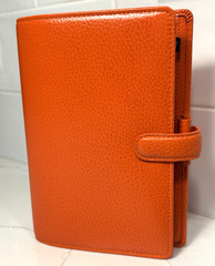 Rare HTF Filofax Orange Leather Finsbury Personal Organizer Planner 7.5″Ht 5.25W