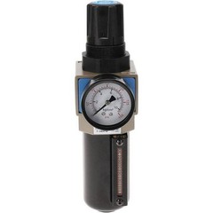 PRO-SOURCE FRL Combination Unit: 1/4 NPT, Intermediate with Pressure Gauge