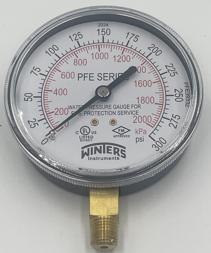 Winter PFE Series Water Pressure Gauge for Fire Systems 0-300 psi **NEW** No Box