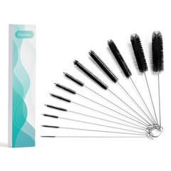 9.5 Inches Long Straw Cleaner Brush Set, 12 Pack 9.45 inches / 24 cm, Black