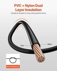 VEVOR 4 AWG THHN Wire 19-Stranded Black Copper Building Wire Nylon Jacket 175 ft