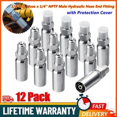 12pcs 1/4″ NPTF Hydraulic Hose End Fittings： 1/4″ I.D. Hose x 1/4″ NPTF Male