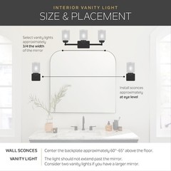 KICHLER Winslow 30″ 4-Light Black Contemporary Bathroom Light with Seeded Glass
