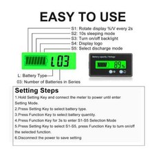 2Pcs LCD Display DC Battery Monitor Meter 12v 24v 36v 48v For Car RV Solar US