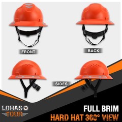 Full Brim Hard Hat Safety Helmet Vented ANSI Z89.1 Approved OSHA Hard Hats Const