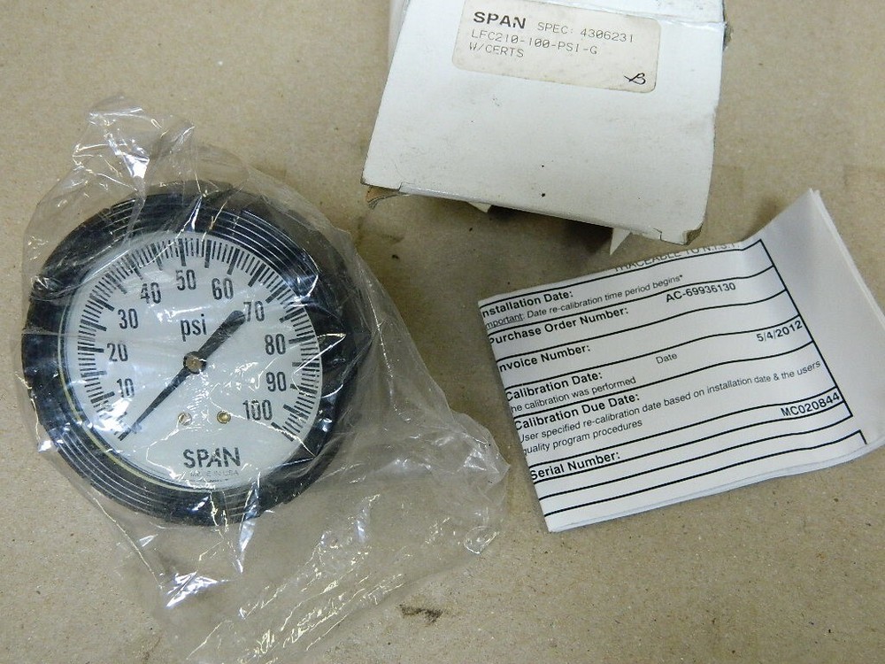 SPAN LFC210-100-PSI-G spec 46306231 0-100 PSI Pressure Gauge NEW