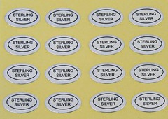 1,000 (1000) Peel Off Adhesive LABELS Oval 1/2″ x 5/16″ Marked “STERLING SILVER”