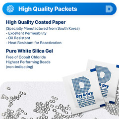 3 gram X 30 PK “Dry & Dry” Silica Gel Desiccant Packets(Reusable)-FDA Compliant