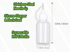 30ml Quality Empty Needle Tip Squeezable LDPE Plastic Bottles – WHITE CAP