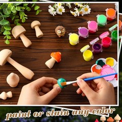 40 Pcs Unfinished Wooden Mushroom Natural Wood Mushrooms for DIY Crafts and Arts