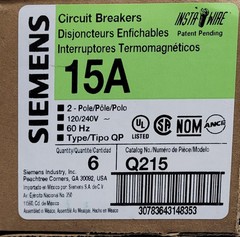 LOT OF 6 NEW SIEMENS Q215 Circuit Breaker Type QP 15 Amp 2 Pole 120/240 Volt