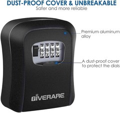 Key Lock Box Combination 4 Digits, Aluminum Alloy Lockbox, Metal Waterproof