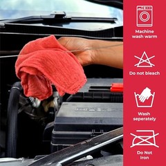 100 Pieces Red Shop Towels Large 13×14 Cleaning Rags, Fast Free Shipping