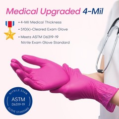 Supmedic Nitrile Exam Gloves, 4 Mil 100 Pcs Medium, Medium (Rose Orchid)