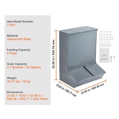 Uimoso Hog Feeder 3.7 Bushel Metal Double Door Pig Feeder Feeding up to 8 Hogs