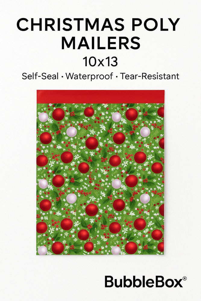Christmas Poly Mailers 10×13 Self-Seal Shipping Bags Waterproof & Tear-Resistant
