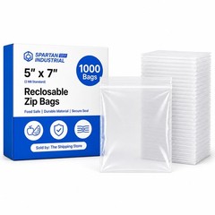 – 5” X 7” (1000 Count) 2 Mil Clear Reclosable Zip Plastic Poly Bags with Rese…