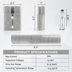 Connector 4PCS,50Amp 12V to 36V Battery Quick Connect/Disconnect Connector Wi…