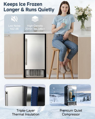 100lbs/24H Commercial Undercounter Ice Maker w/WaterFilter, Self-Cleaning &Timer