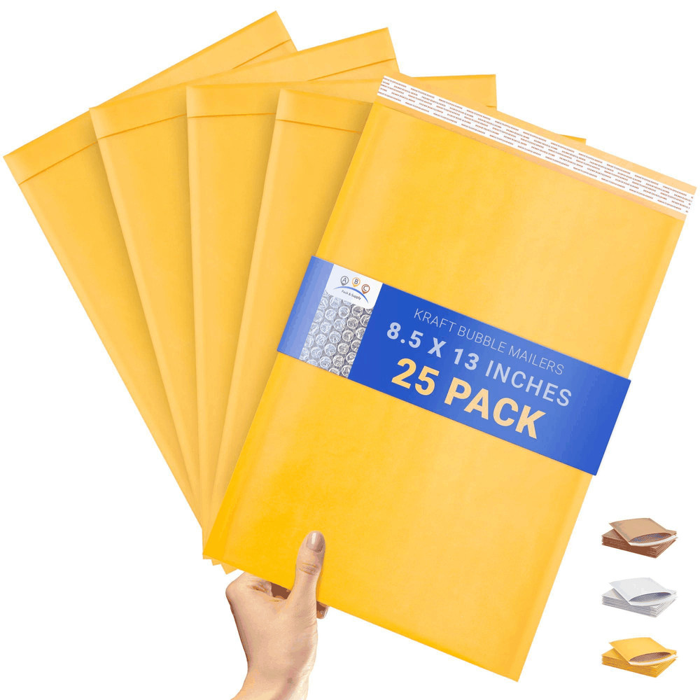 Gold Kraft Bubble Mailer Envelopes 8.5 x 13 Inch 25 Pack Mail Padded Envelopes