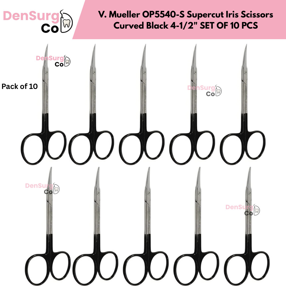 V. Mueller OP5540-S Supercut Iris Scissors Curved Black 4-1/2″