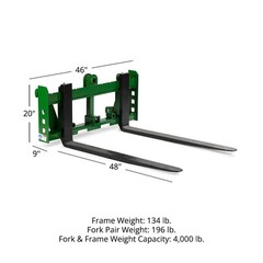 Titan Attachments Economy Global Euro Pallet Fork Frame with 48″ Fork Blades