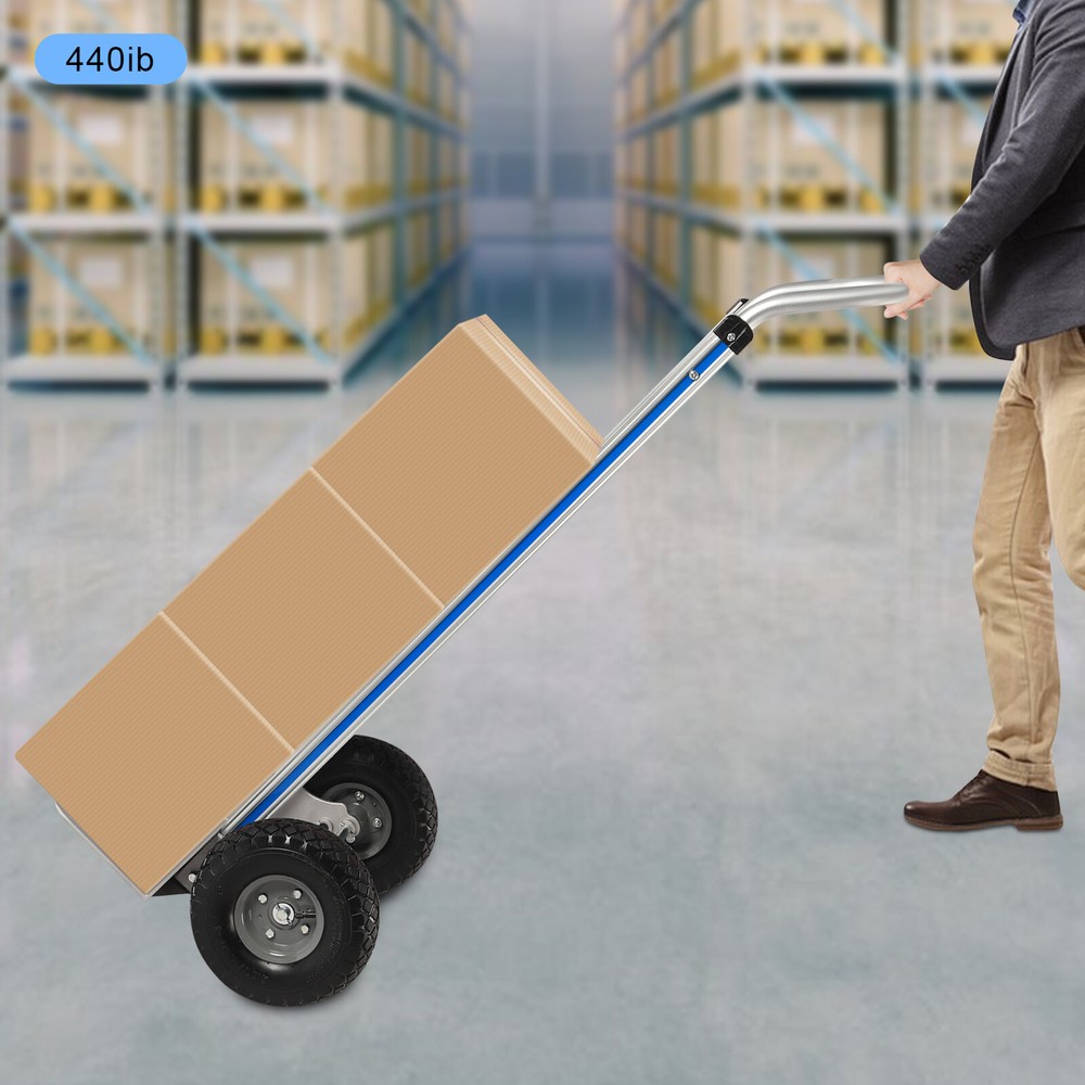 Aluminum Alloy Hand Truck Cart Heavy Duty Dolly W/ Rubber Wheels 440lbs/500lbs
