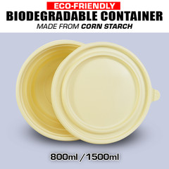 Biodegradable Cornstarch Takeout Bowls with Lids 51oz Extra Large Container K3-1
